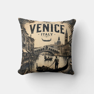 Vintage Venice Italy Gondola Canal Travel Cushion