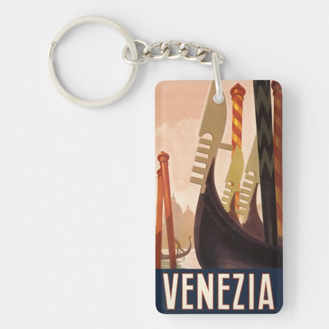 Vintage Venice Italy Gondola Travel Key Ring (Front)