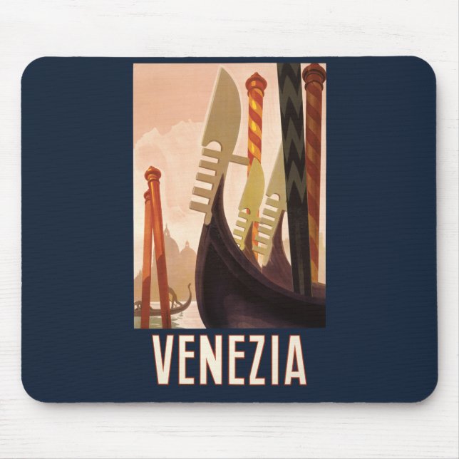 Vintage Venice Italy Gondola Travel Mouse Pad (Front)