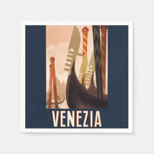 Vintage Venice Italy Gondola Travel Napkin