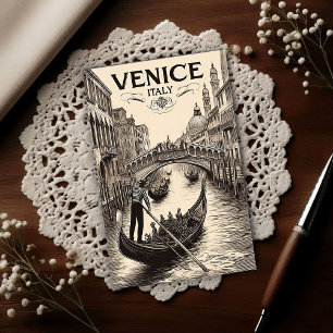 Vintage Venice Italy Gondola Travel Postcard