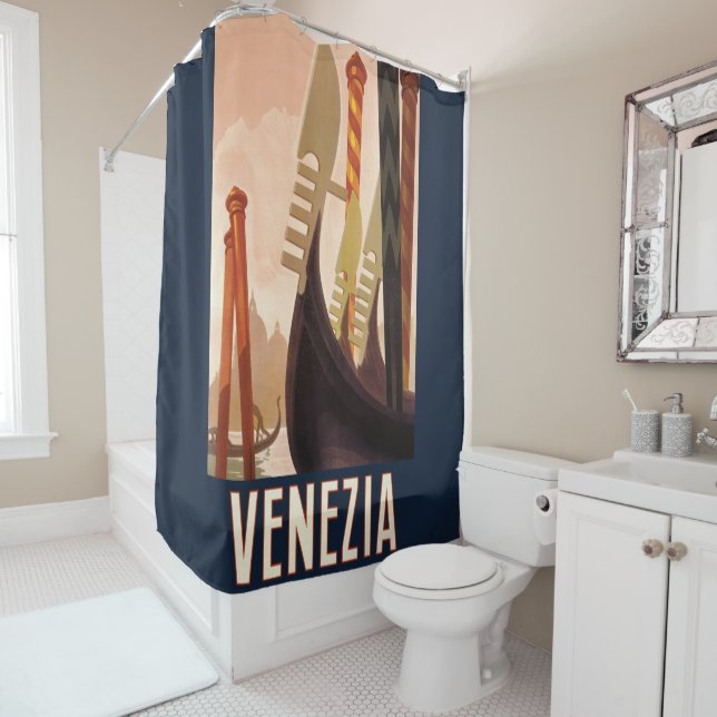 Vintage Venice Italy Gondola Travel Shower Curtain (In Situ)