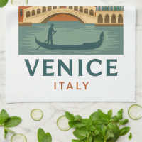 Vintage Venice Italy Kitchen Towel – Retro Gondola