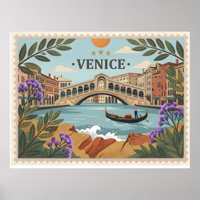 Vintage Venice Italy Postcard Poster (Front)