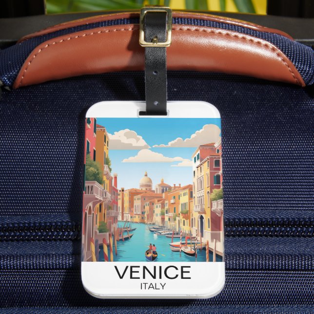 Vintage Venice Italy Travel Artwork Luggage Tag (Front Insitu 2)