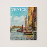 Vintage Venice Italy Travel Jigsaw Puzzle<br><div class="desc">Vintage Travel Advertisement - Grand Canal in front of Piazza San Marco</div>