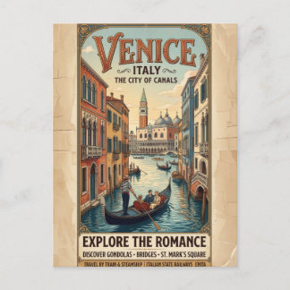 Vintage Venice Italy Travel Poster Postcard