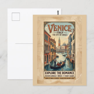 Vintage Venice Italy Travel Poster Postcard