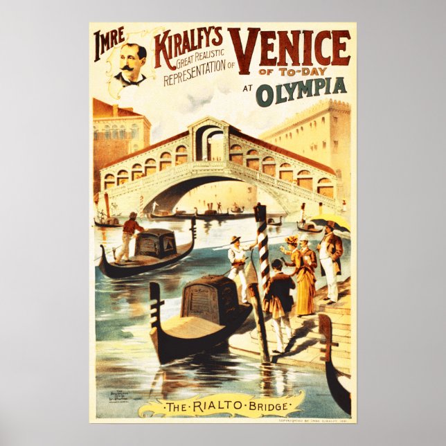 Vintage Venice of to-day, Rialto bridge Poster (Front)
