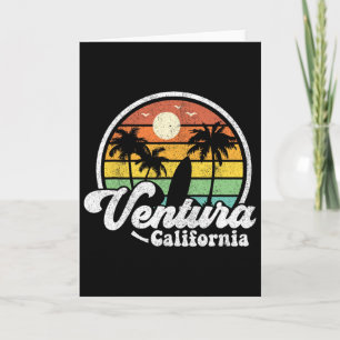 Vintage Ventura Beach California Ca Surfing Retro Card