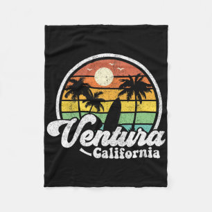Vintage Ventura Beach California Ca Surfing Retro Fleece Blanket