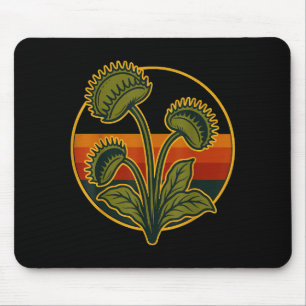 Vintage Venus Flytrap Retro Sunset Carnivorous Pla Mouse Pad