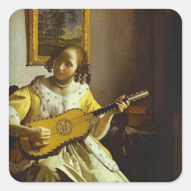 Vintage Vermeer The Guitar Player Sticker (Front)