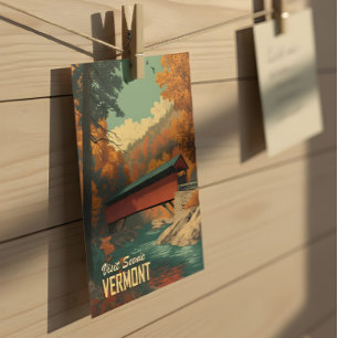 Vintage Vermont Covered Bridge Travel  Postcard