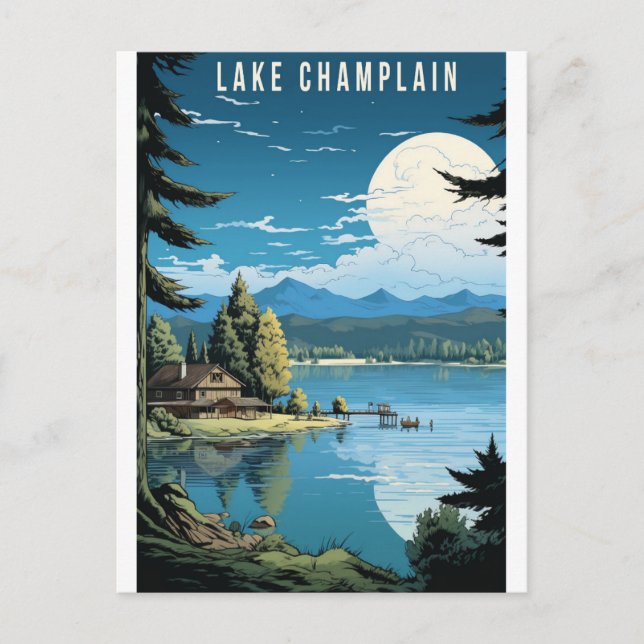 Vintage Vermont Lake Champlain Travel Postcard (Front)