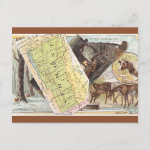 Vintage Vermont Map Postcard