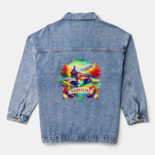 Vintage Vermont Map T-Shir – Retro Retro us state Denim Jacket