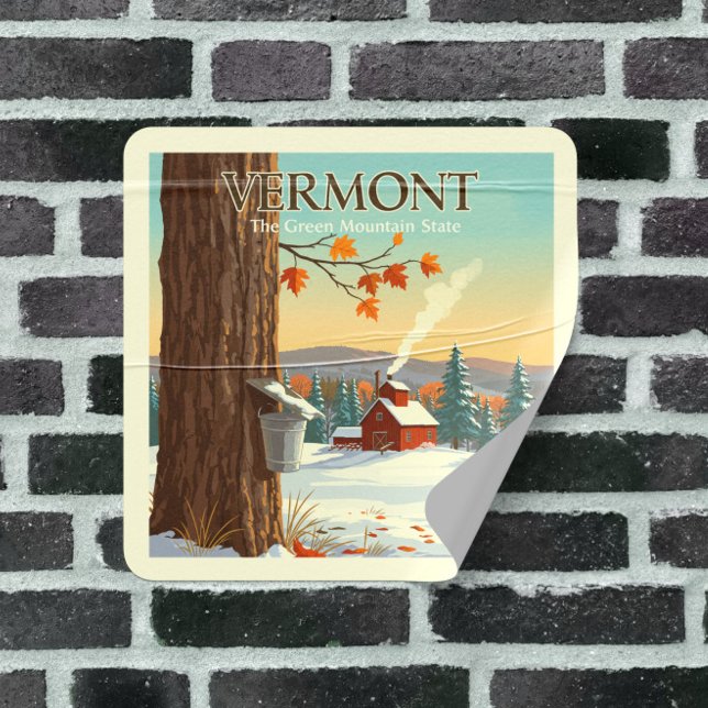 Vintage Vermont Square Sticker (Creator Uploaded)