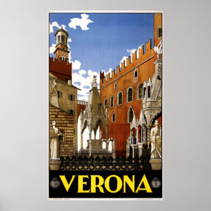 Vintage Verona Italy Architecture Travel Poster