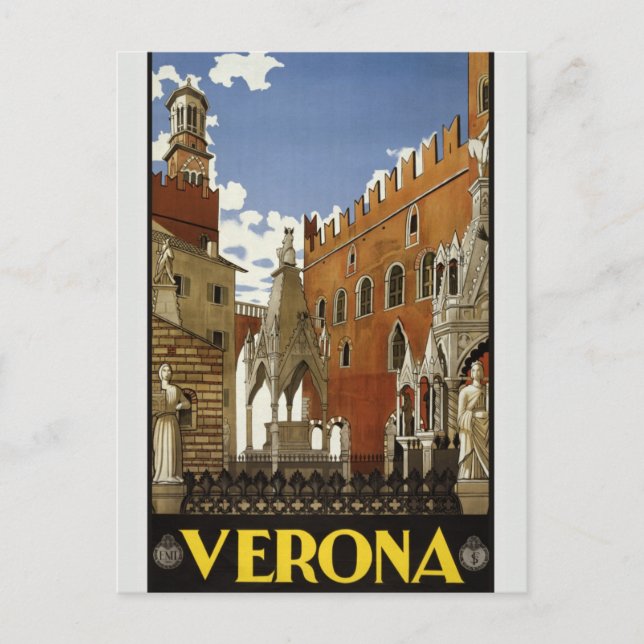 Vintage Verona Travel Advertisement Europe Tourism Postcard (Front)