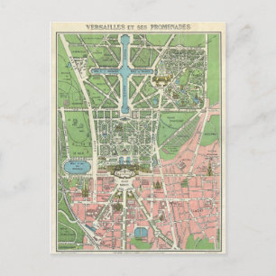 Vintage Versailles Map Travel Postcard