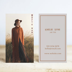 Vintage Vertical Photo Photography Typography Business Card