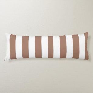 Vintage Vertical Stripes Mocha Mousse White Body Cushion