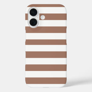 Vintage Vertical Stripes Mocha Mousse White iPhone 16 Case
