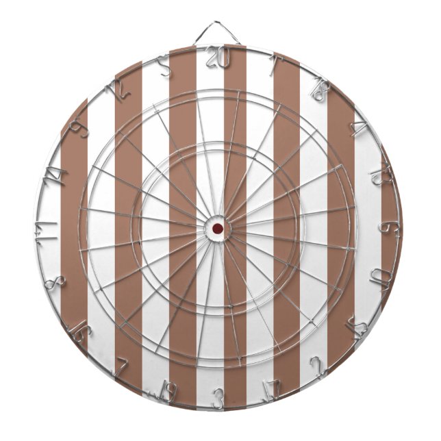 Vintage Vertical Stripes Mocha Mousse White Dartboard (Front)