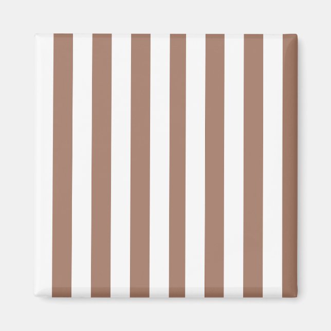 Vintage Vertical Stripes Mocha Mousse White Magnet (Front)