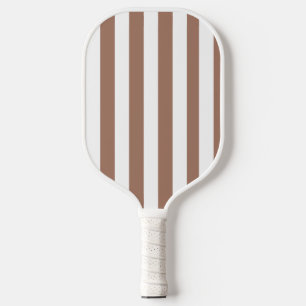 Vintage Vertical Stripes Mocha Mousse White Pickleball Paddle