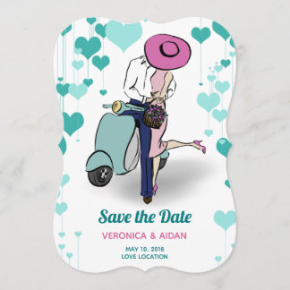 Vintage Vespa Couple Save the Date