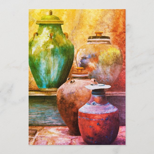 Vintage Vessels Acrylic Art Caroline 1974 Holiday Card (Front)