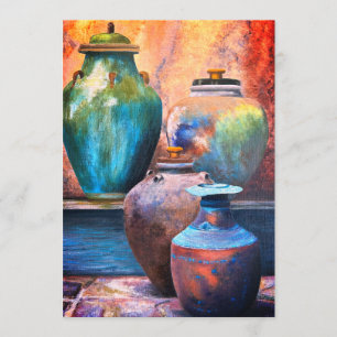 Vintage Vessels Acrylic Art Caroline Sangria52f Holiday Card
