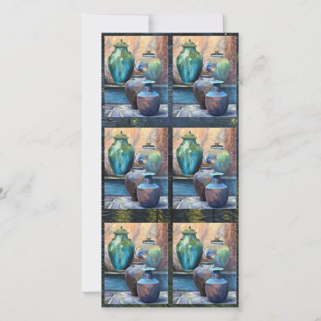 Vintage Vessels Acrylic Art Holiday Card (Front)