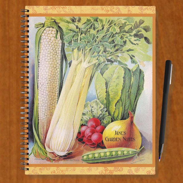 Vintage Vetable Garden Art Spiral Notebook (Creator Uploaded)