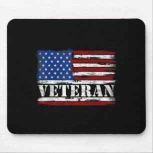 Vintage Veteran Bold Text Usa Flag Fathers Day Mouse Pad