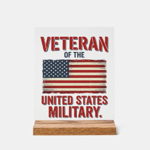 Vintage Veteran USA Flag Military Vector Design_1 Acrylic Sign