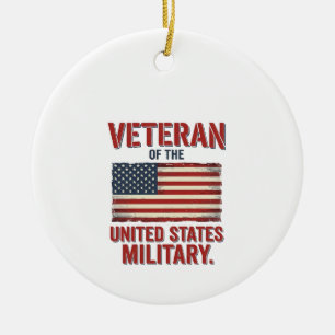 Vintage Veteran USA Flag Military Vector Design_1 Ceramic Ornament
