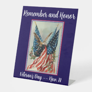 Vintage Veteran's Day Eagle Patriotic Pedestal Sign