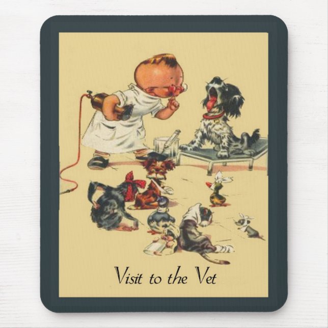 Vintage Veterinarian  Visit to the Vet Mouse Pad (Front)
