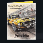 Vintage Vibes Classic Car Birthday  Card<br><div class="desc">Personalise this birthday card. It Says "Wishing you a day filled with vintage vibes, high-octane laughs, and a smooth ride into the next decade!" Fun card for him, for dad, grandpa, uncle, mechanic friend. This Classic Car image is sure to wow any car lover you give it to. Either buy...</div>