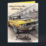 Vintage Vibes Classic Car Birthday  Card<br><div class="desc">Personalise this birthday card. It Says "Wishing you a day filled with vintage vibes, high-octane laughs, and a smooth ride into the next decade!" Fun card for him, for dad, grandpa, uncle, mechanic friend. This Classic Car image is sure to wow any car lover you give it to. Either buy...</div>