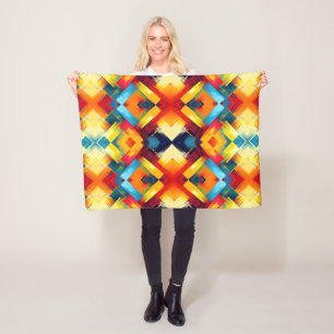 Vintage Vibes In Colours: Stylish Geometric Forms Fleece Blanket
