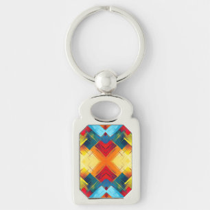Vintage Vibes In Colours: Stylish Geometric Forms Key Ring
