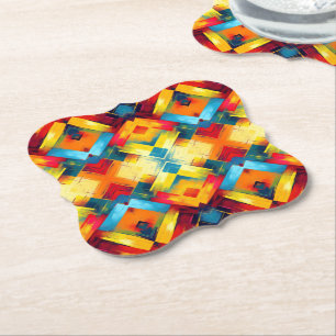 Vintage Vibes In Colours: Stylish Geometric Forms Paper Coaster