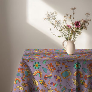 Vintage Vibes Tablecloth 70s Pastel Dining Art
