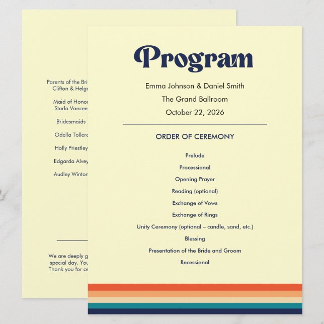 Vintage Vibes Wedding Program (Front/Back)