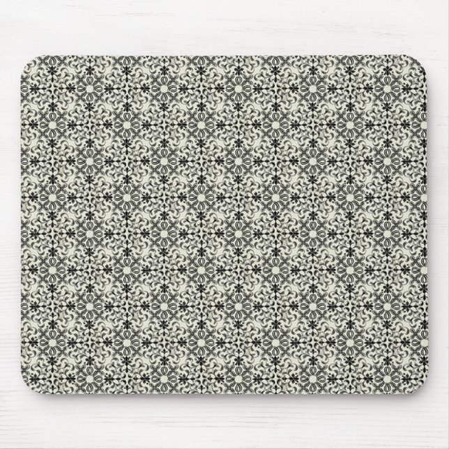Vintage Vibrance Damask Mousepad, Grey Mouse Pad (Front)