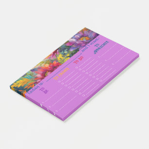 Vintage Vibrant Floral Painting Daily Planner Post-it Notes